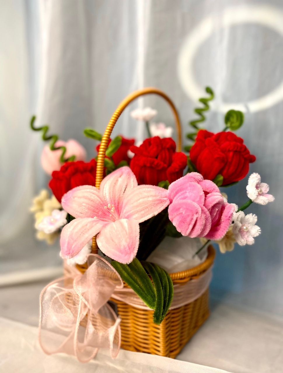 Fuzzy Wire Handmade Flower Basket